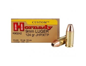 Hornady Custom 9mm Luger, 124gr, JHP/XTP