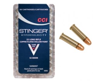 CCI Stinger .22LR, 32GR, CPHP, Hyper Velocity 500m/s, pro dlouhé zbraně 50ks/bal