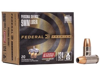 Náboje Federal Premium Tactical 9mm Luger, 124gr, Hydra Shok JHP 20ks/bal