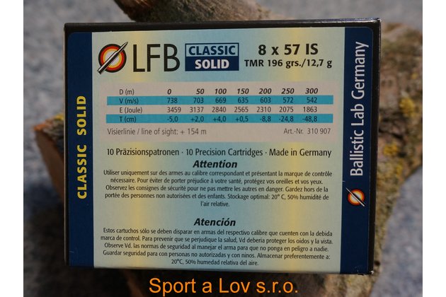 Náboje LFB 8x57IS Classic solid 12,7g/196gr. (2)