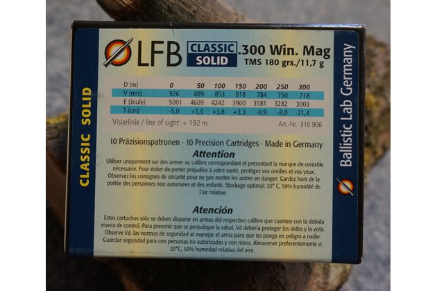 Náboje LFB 300Win.Mag. Classic solid 11,7g/180gr. (2)