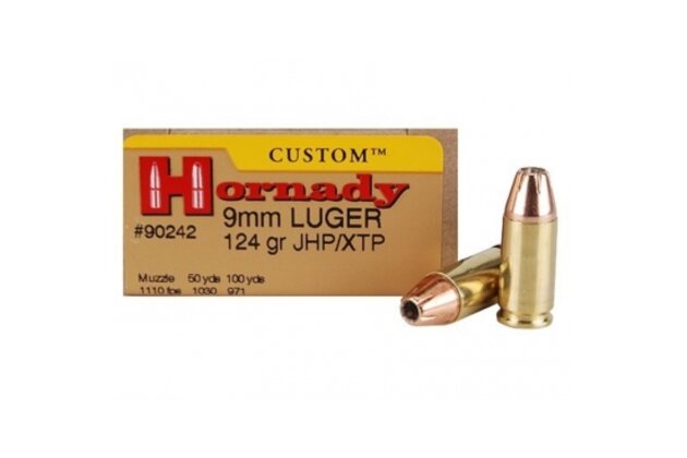 Hornady Custom 9mm Luger, 124gr, JHP/XTP