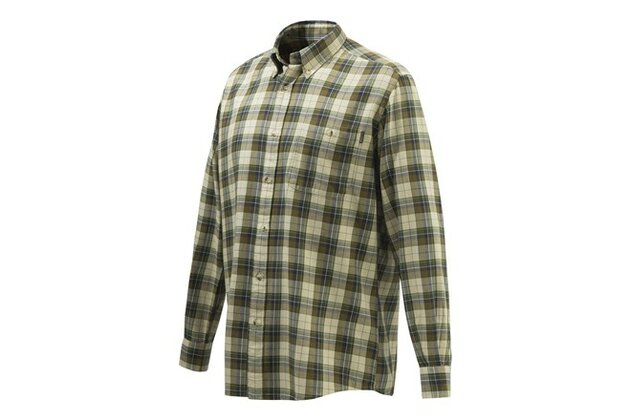 Košile Beretta Wood Flannel Button Down béžová/zelená kostka, dlouhý rukáv