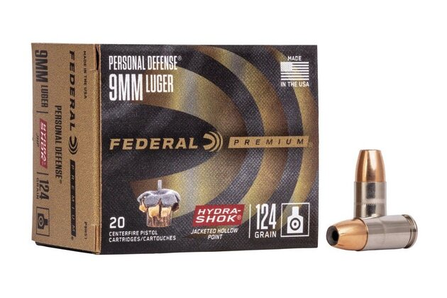 Náboje Federal Premium Tactical 9mm Luger, 124gr, Hydra Shok JHP 20ks/bal