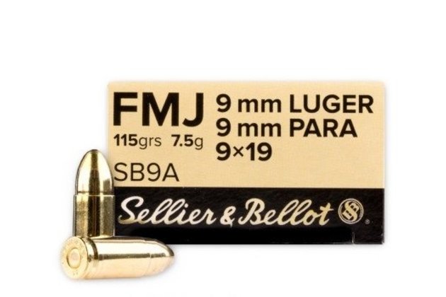 SB 9mm Luger FMJ 8g Boxer 50ks/bal