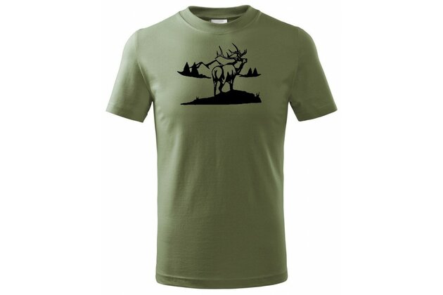Knebl - tričko pánské krátký rukáv, zelené - Jelen